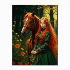 Irish Girl With Horse Canvas Print