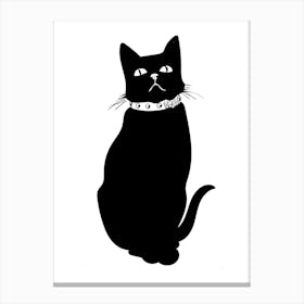 Black Cat With Collar Stampe su tela