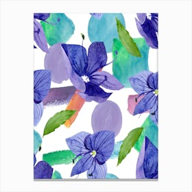 Watercolor Flowers Seamless Pattern - Veronica blue flower 1 Canvas Print