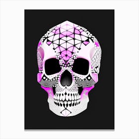Skull With Geometric Designs Pink 2 Doodle Canvas Print