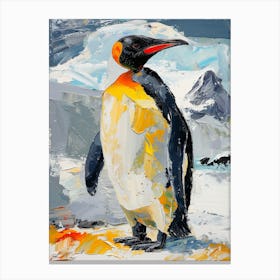 King Penguin Dunedin Taiaroa Head Colour Block Painting 3 Canvas Print