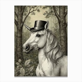 Unicorn In Top Hat Canvas Print
