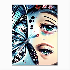 Butterfly And Eyes Canvas Print