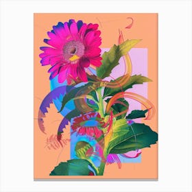 Gerbera Daisy 2 Neon Flower Collage Canvas Print