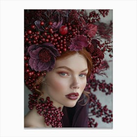 Portrait Of A Woman Wearing A Berry Crown Canvas Print