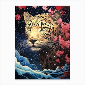 Leopard In The Night Sky Canvas Print