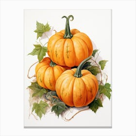 Jack O  Lantern Pumpkin Watercolour Illustration 4 Canvas Print