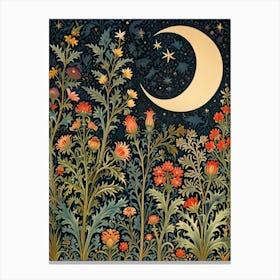 William Morris Moon And Flowers 10 Canvas Print