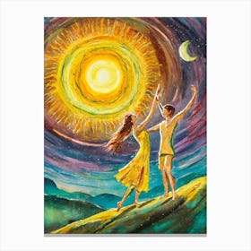 A Celestial Dance Between The Sun And The Moon Canvas Print