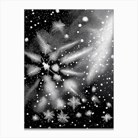 Diamond Dust, Snowflakes, Black & White 2 Canvas Print