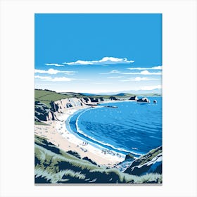 A Screen Print Of Lulworth Cove Beach Dorset 2 Canvas Print