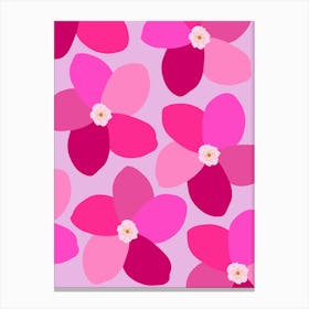 Hot Pink Retro Floral Canvas Print