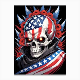 American Flag Floral Face Evil Death Skull (18) Canvas Print