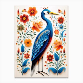 Scandinavian Bird Illustration Great Blue Heron 3 Canvas Print