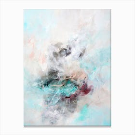 Teal And Blush Abstract Painting Canvas Print