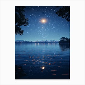 Night Sky Over Lake 20 Canvas Print