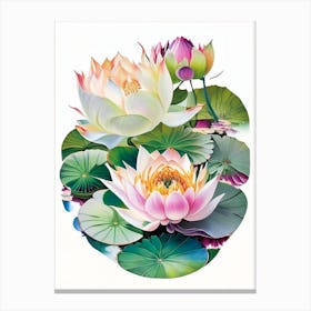 Lotus Flowers In Park Decoupage 1 Canvas Print