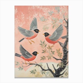 Vintage Japanese Inspired Bird Print Robin 4 Canvas Print