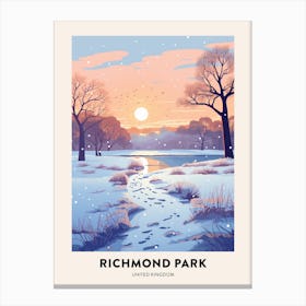 Winter Night  Travel Poster Richmond Park England 1 Canvas Print