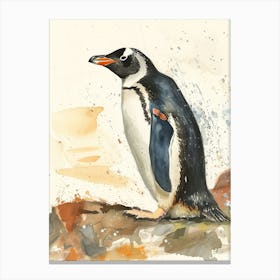 Humboldt Penguin Livingston Island Watercolour Painting 3 Canvas Print