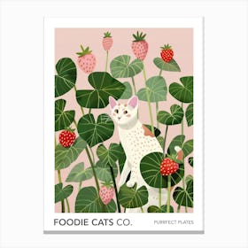 Foodie Cats Co Cat And Strawberries 1 Canvas Print