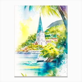 Grenadines Saint Vincent And The Grenadines Watercolour Pastel Tropical Destination Canvas Print