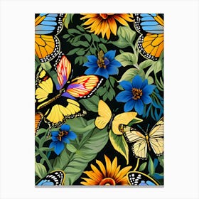 Seamless Pattern With Butterflies And Flowers 6 Canvas Print