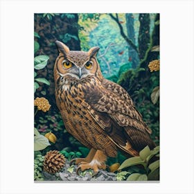 Philipine Eagle Owl Relief Illustration 2 Canvas Print