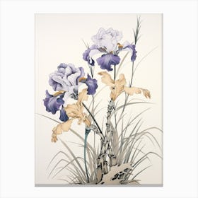 Ayame Japanese Iris 2 Vintage Japanese Botanical Canvas Print