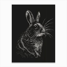 Chinchilla Blockprint Rabbit Illustration 6 Canvas Print