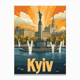 Aihrgdesign A Retro Travel Poster For Kyiv 2 Canvas Print