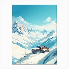 Lech Zurs Am Arlberg   Austria, Ski Resort Illustration 0 Simple Style Canvas Print