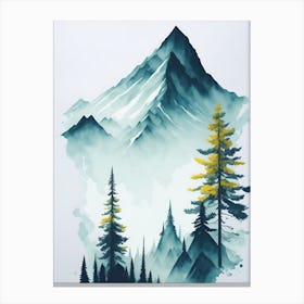 Mountain And Forest In Minimalist Watercolor Vertical Composition 376 Canvas Print