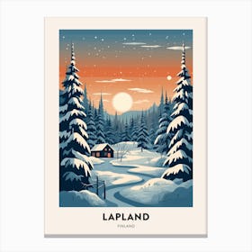 Winter Night  Travel Poster Lapland Finland 1 Canvas Print