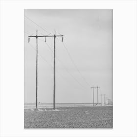Power Lines Along Highway In Dawson County, Texas By Russell Lee Canvas Print