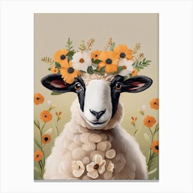 Baby Blacknose Sheep Flower Crown Bowties Animal Nursery Wall Art Print (14) Canvas Print
