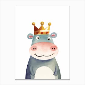 Little Hippo 4 Wearing A Crown Canvas Print