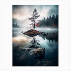 Lone Tree In A Lake Canvas Print