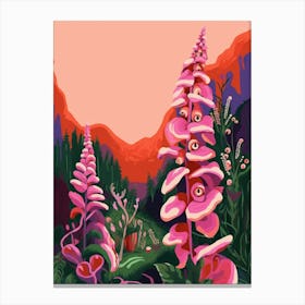 Boho Wildflower Painting Foxglove 2 Canvas Print