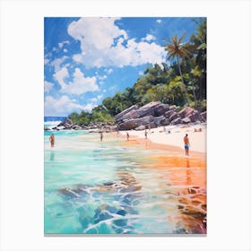 An Oil Painting Of Anse Lazio, Praslin Seychelles 4 Canvas Print