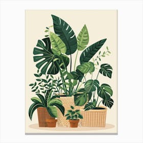 Tropical Plants In Pots Canvas Print