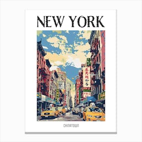Chinatown New York Colourful Silkscreen Illustration 2 Poster Canvas Print