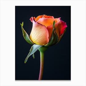 Single Rose Isolated On Black Background 2 Canvas Print