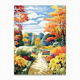 Longwood Gardens, Usa In Autumn Fall Illustration 3 Canvas Print