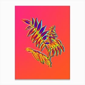 Neon Staghorn Sumac Botanical in Hot Pink and Electric Blue n.0154 Canvas Print