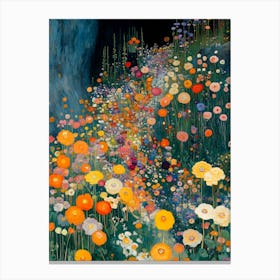 Garden Of Poppies Klimt Inspired Canvas Print