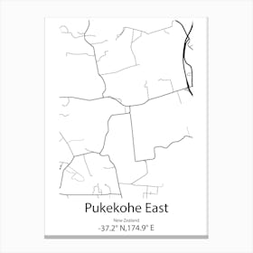 Pukekohe East,New Zealand Minimalist Map Canvas Print