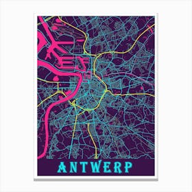 Antwerp Map Poster 1 Canvas Print