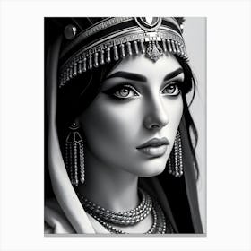 Cleopatra Beauty Portrait - Monochrome Canvas Print