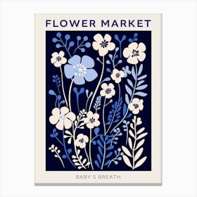 Blue Flower Market Poster Babys Breath 2 Canvas Print